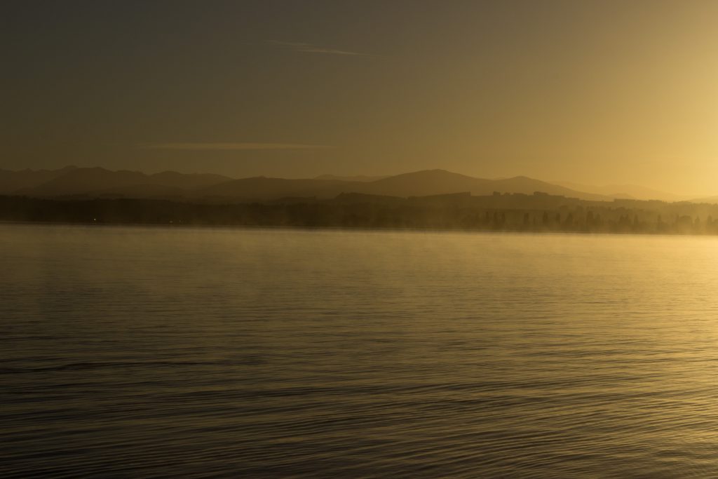 Wanderung Kepler Track - Great Walk, Wanderweg bei Bucht Brod Bay Campingplatz am schönen See Te Anau, herrliche Aussicht auf schönen See und Wald am anderen Ufer, dunkelblauer See, herrlicher Sommertag in Neuseeland Südinsel, Fiordland National Park, Wandertag beim Kepler Track