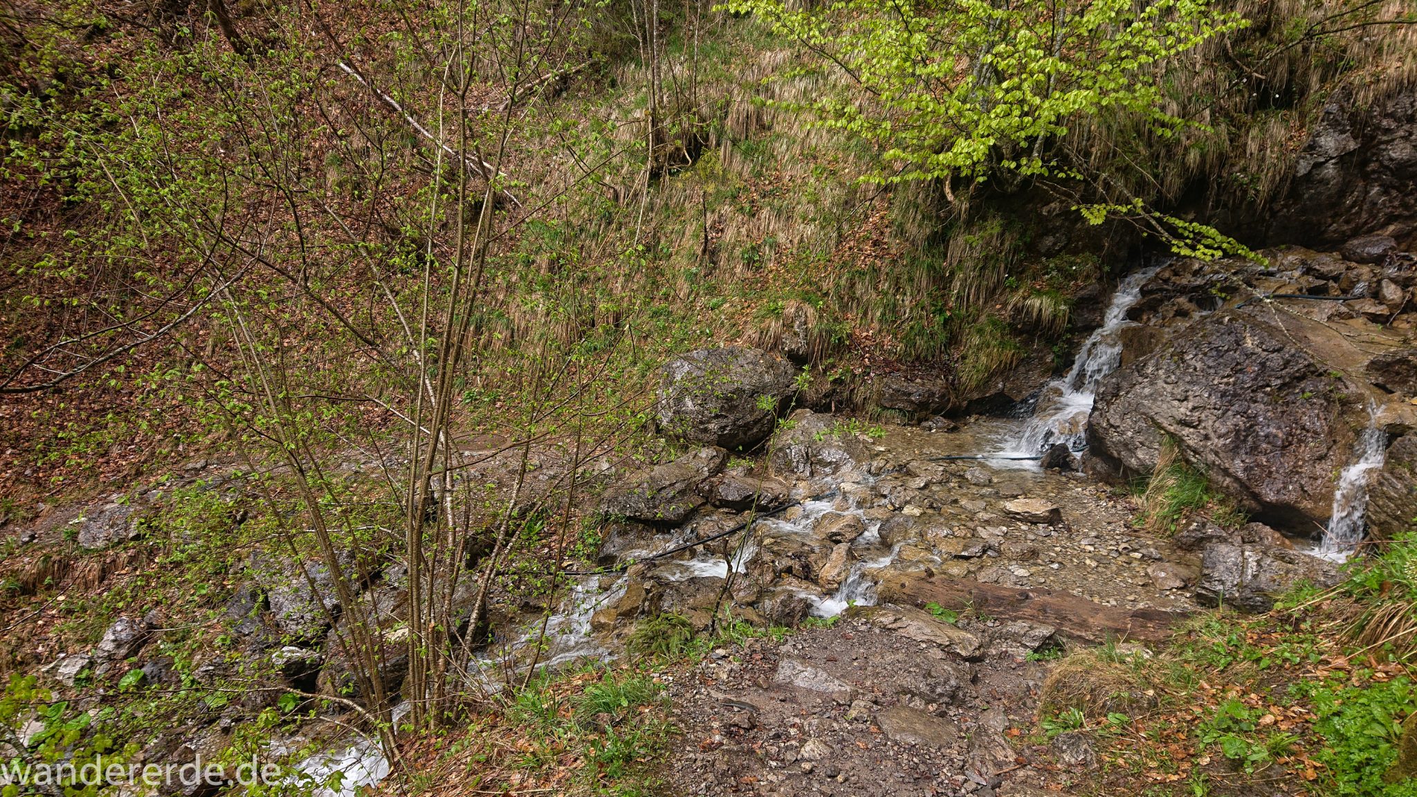 Wanderung Oberstdorf nach Gerstruben im Allgäu, Bayern, Wanderweg führt nach Bergbauerndorf Gerstruben über sehr empfehlenswerten aber steilen Weg Hölltobel entlang des Dieterbach mit Wasserfällen wieder abwärts