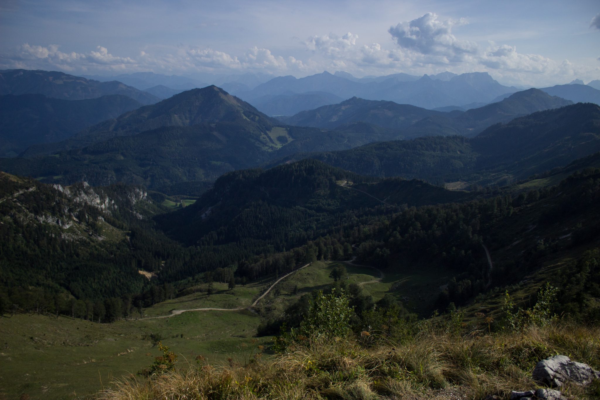 Wanderung zur Ennser Hütte und auf den Almkogel vom Parkplatz Bamacher bei  Großraming in Oberösterreich, Nationalpark-Region Ennstal, beim Almkogel gibt es eine weite und grandiose Aussicht auf die umliegende Bergwelt der Oberösterreichischen Voralpen, herrlicher Wandertag im Sommer