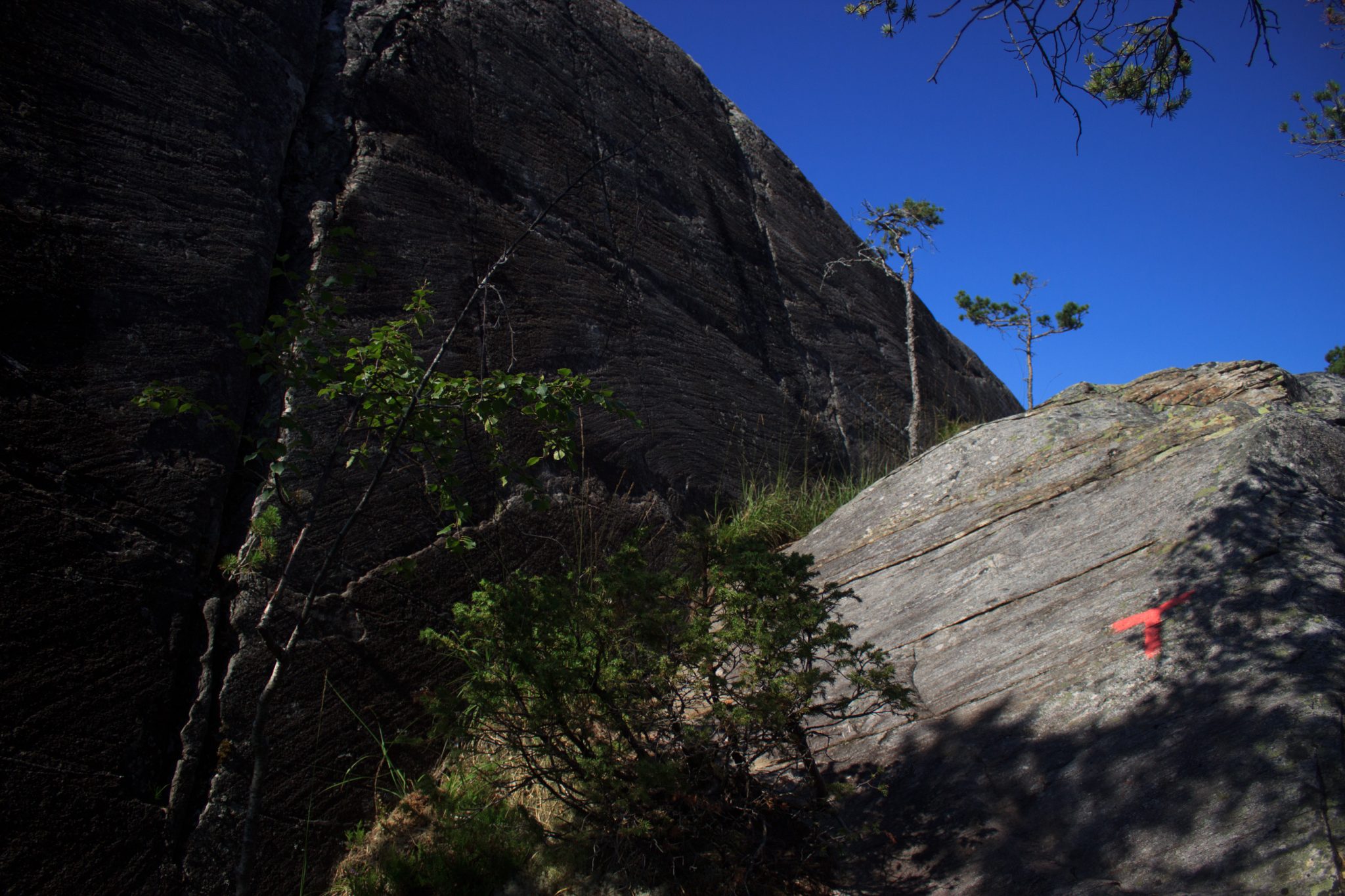 Wanderung beim Hardangerfjord auf den Haugsvarden, Start beim Rastplatz Hereiane zwischen Jondal und Herand an der Straße 550, sehr steiler Anstieg über große, glatte Felsen, fast die ganze Zeit schöne Aussicht auf den Fjord, bei Regen nicht empfehlenswert