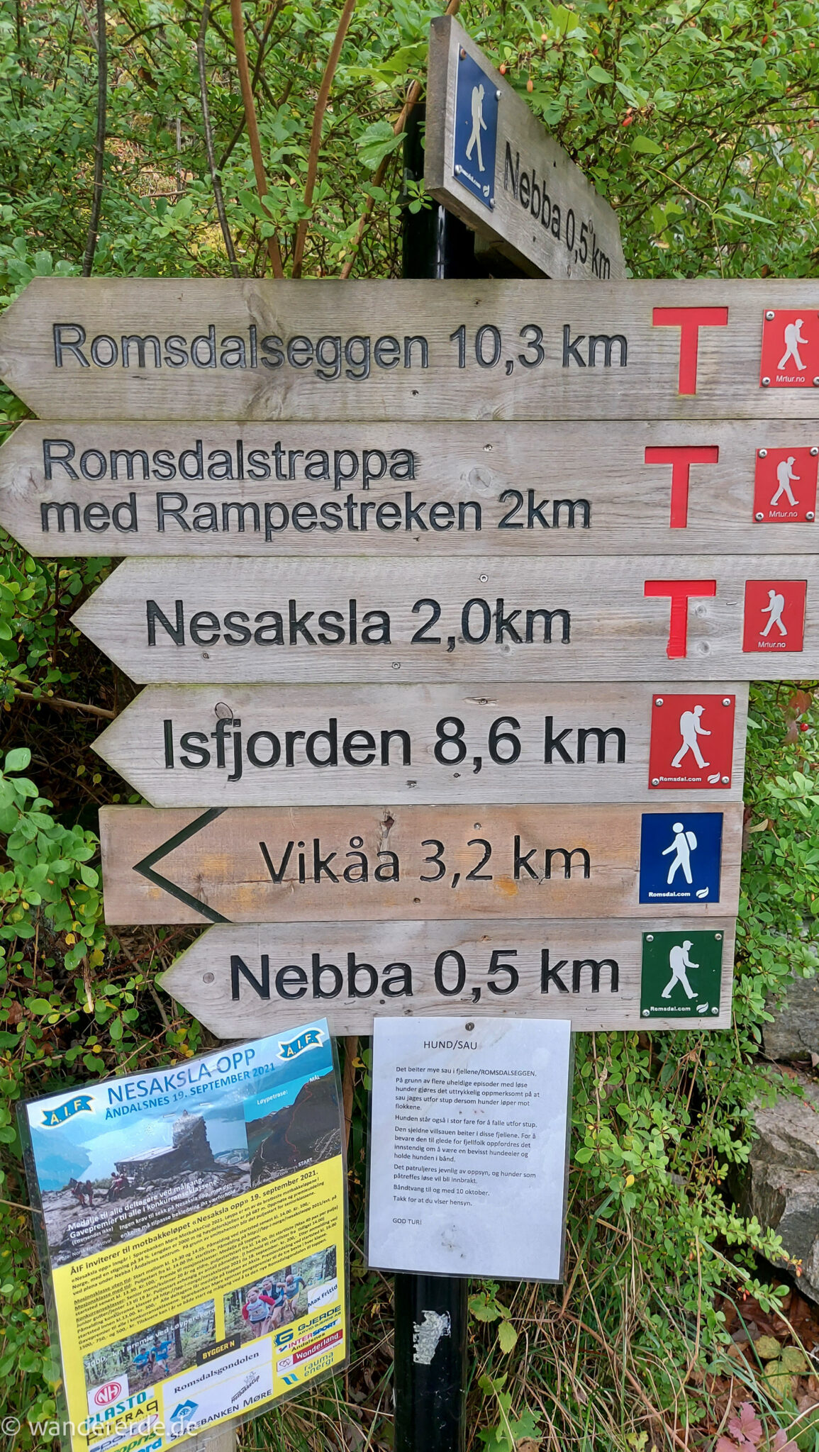Wanderung auf den Nesaksla in Åndalsnes, Wandern in Norwegen, meist steiler Wanderweg, Weg ist ausgetreten, sehr beliebte Tour, Aussicht von oben ist grandios